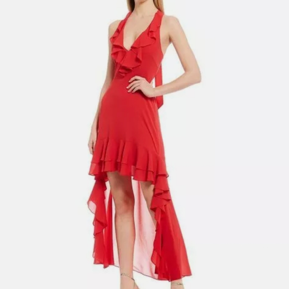 Belle Badgley Mischka  halter red dress size 0